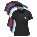 T-shirt d’équitation col V manches courtes - Femme -